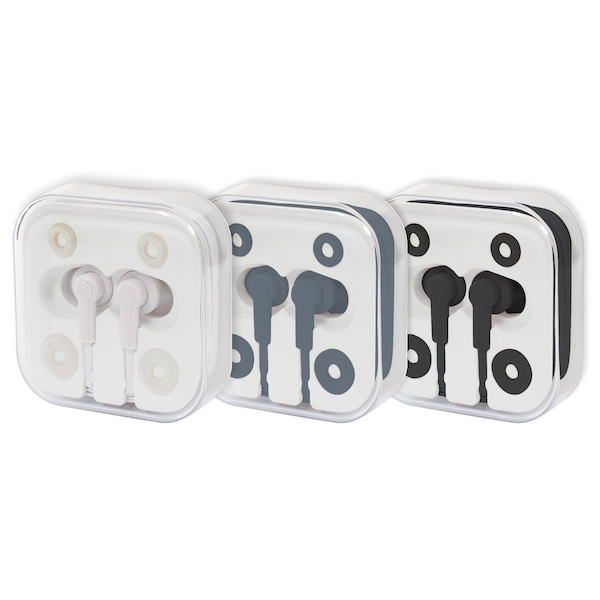 Stereo Earbuds In Plastic Case - Assorted Colors